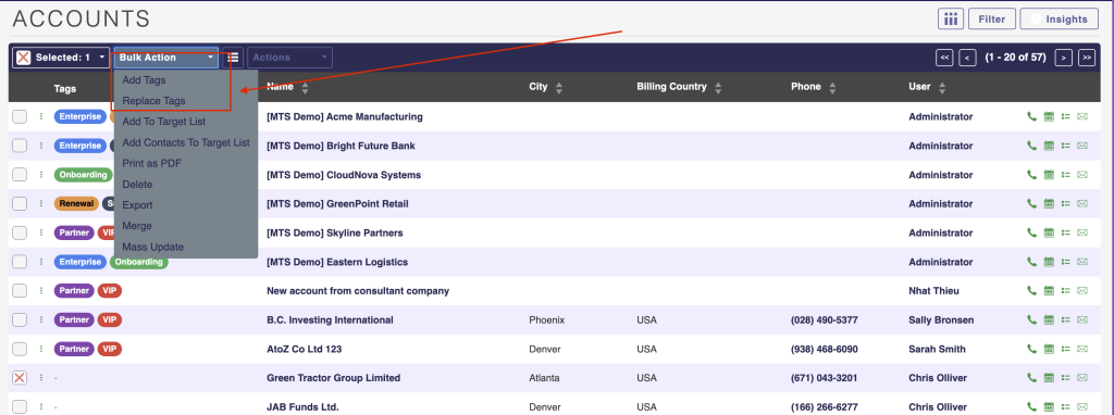 Admin Studio layout configuration for the MTS SuiteCRM tag field plugin