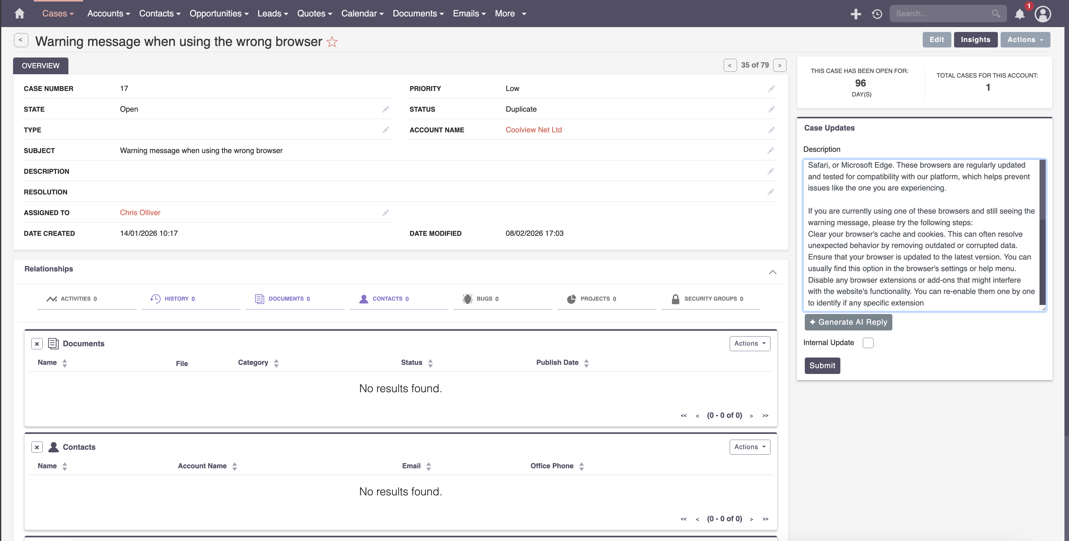 MTS AI Case Assistant screenshot #4