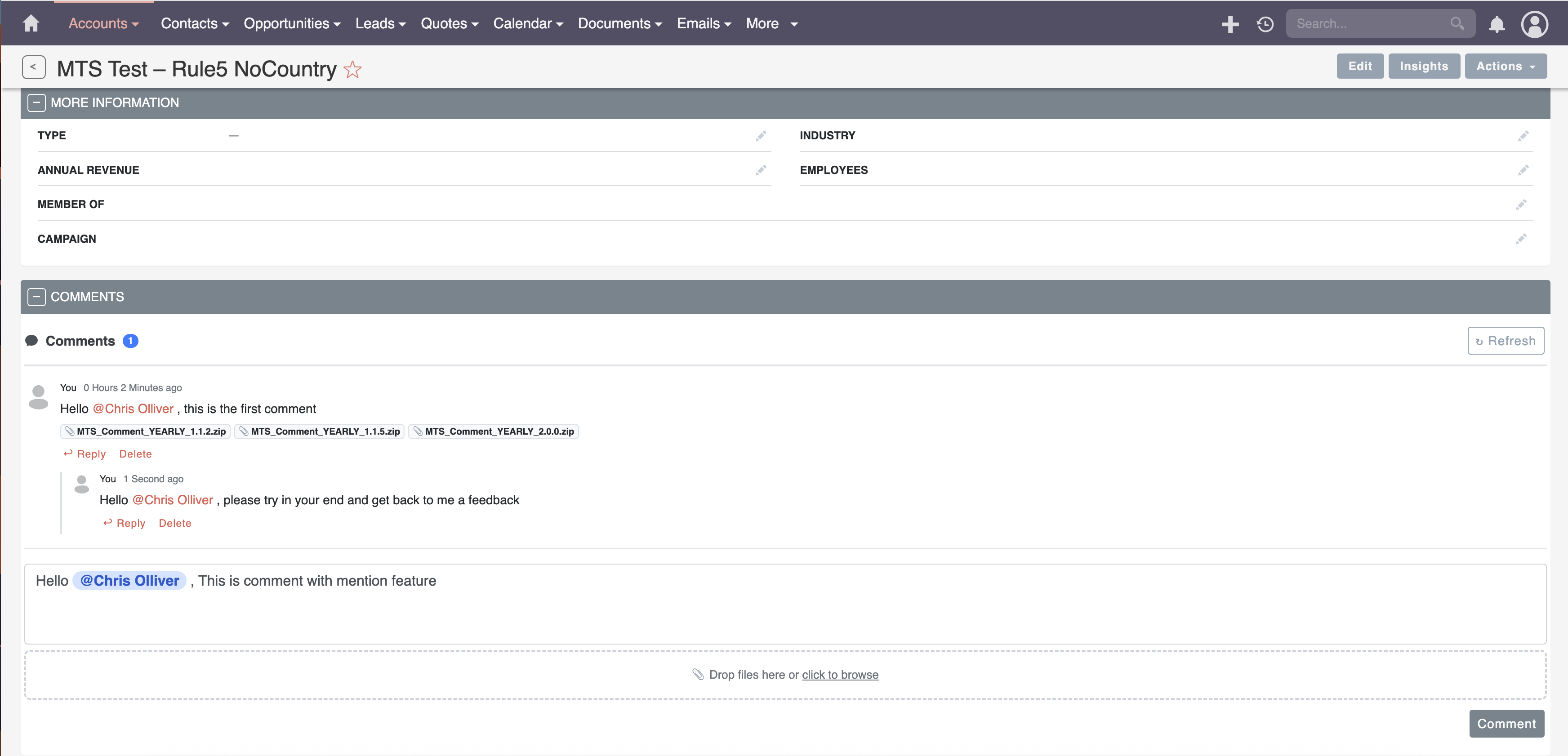 MTS SuiteCRM Comment screenshot #3