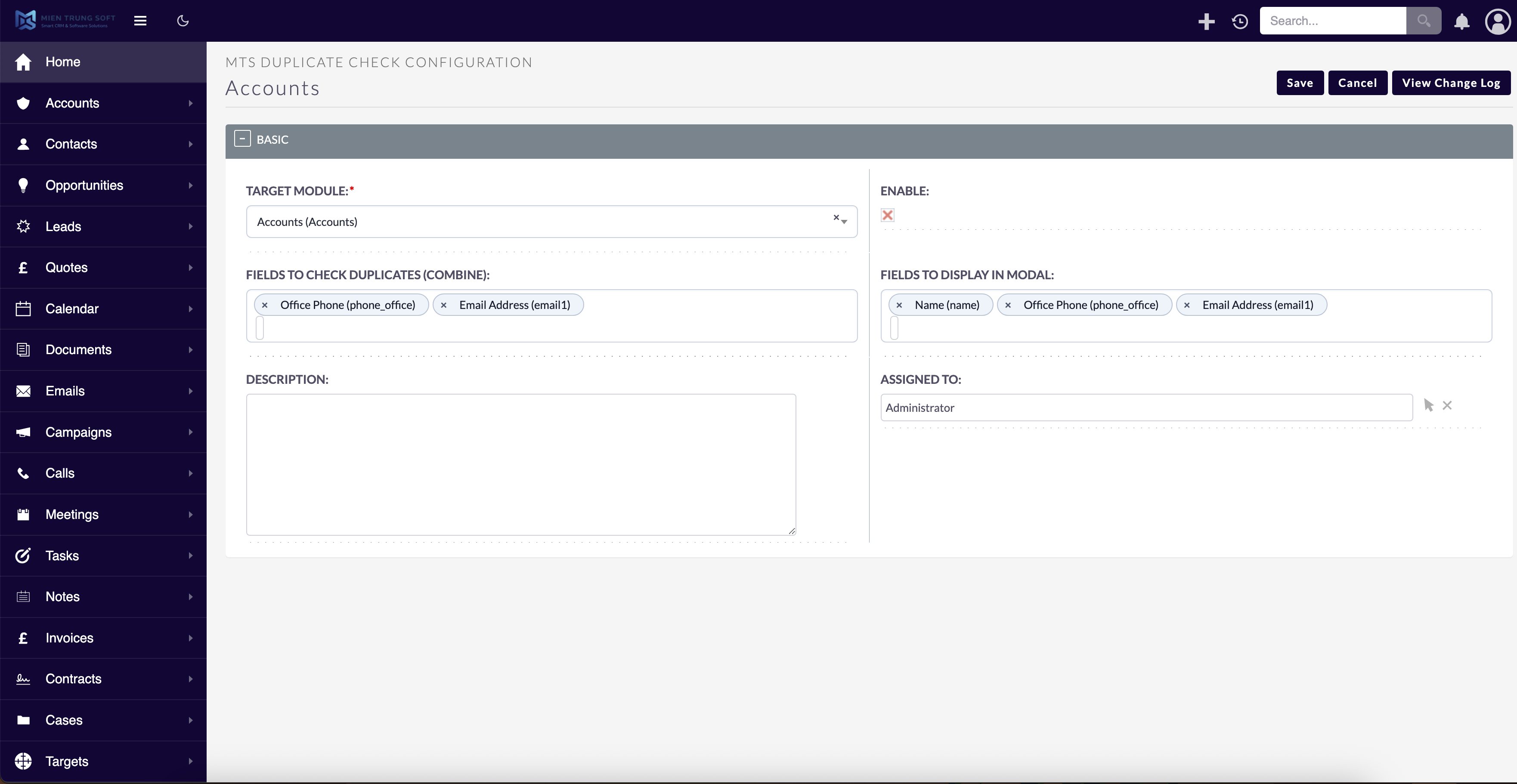 MTS Duplicate Check (SuiteCRM 8) screenshot #1