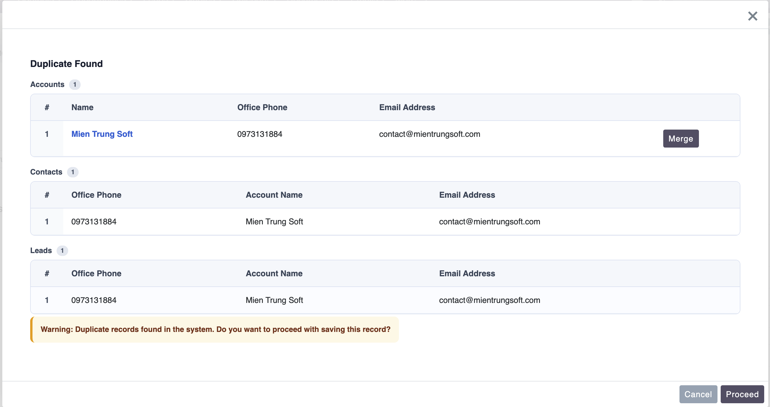 MTS Duplicate Check (SuiteCRM 8) screenshot #4