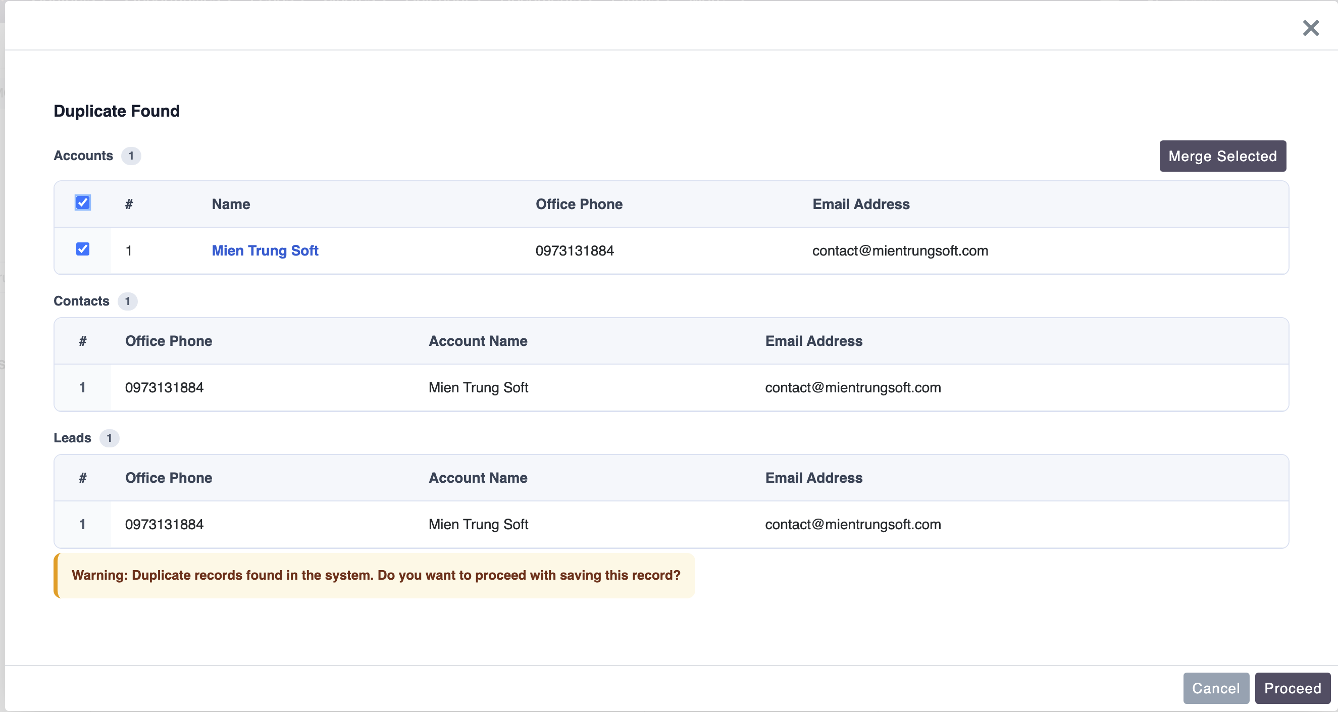 MTS Duplicate Check (SuiteCRM 8) screenshot #6