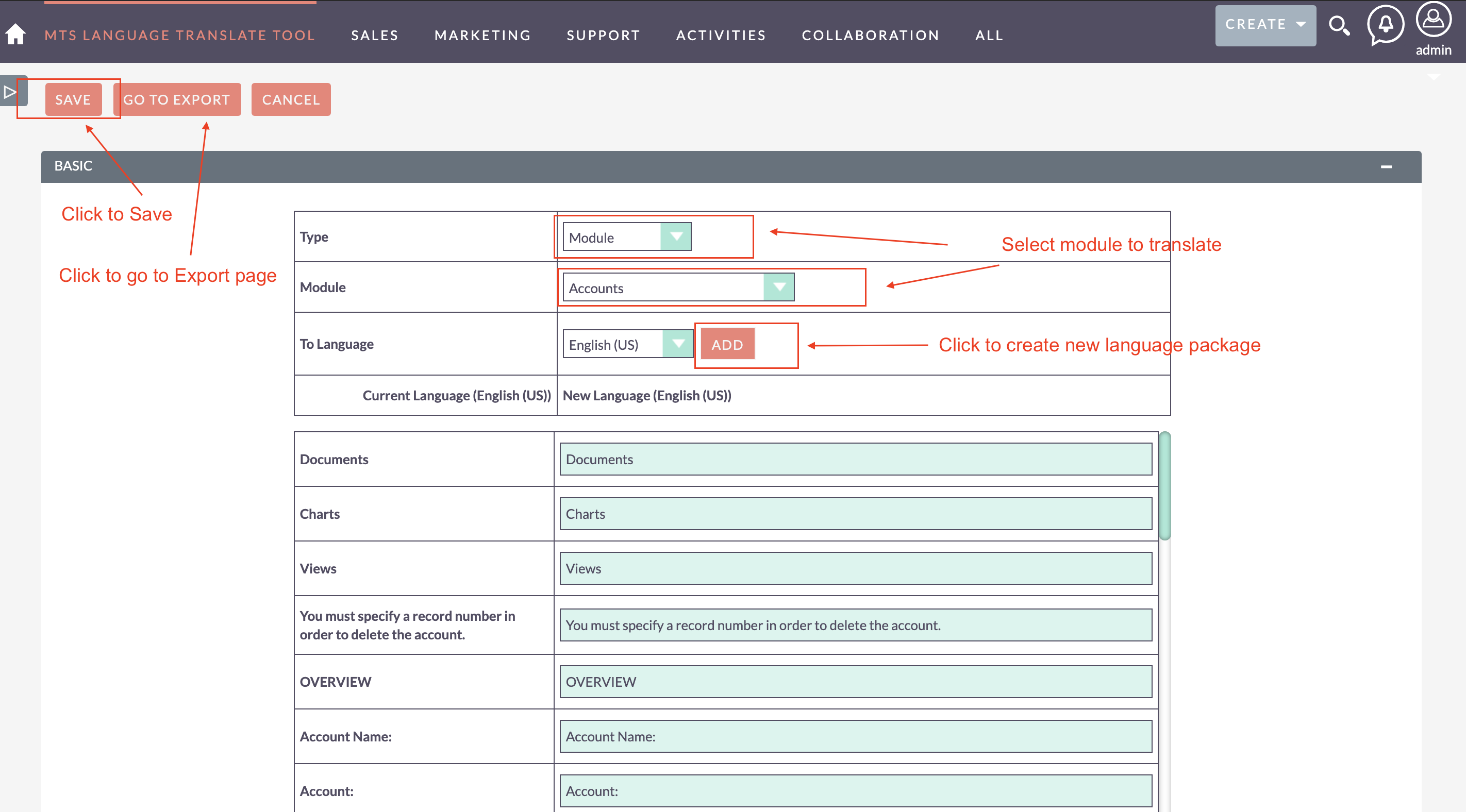 MTS Language Translate Tool screenshot #1